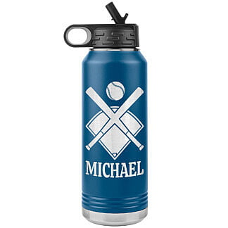 Personalized Baseball Water Bottle with Player Name