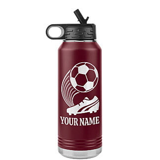 Personalized Soccer Water Bottle with Custom Text