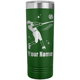 Personalized Green Baseball Tumbler with Player Name